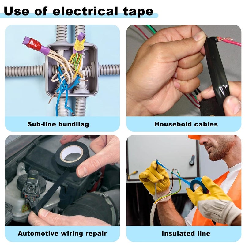 Romeda 9 Pack Coloured Electrical Tape, Electrical Tape Colours Water, Sun, and Oil Resistant, Suitable for Most Domestic, Commercial, and Industrial environments. - Image 5